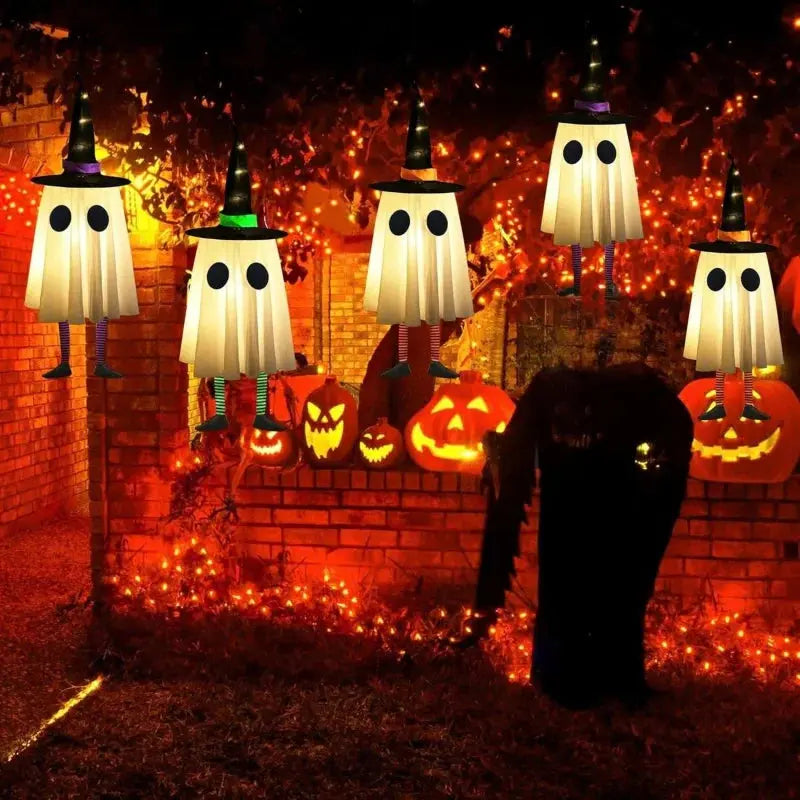 Halloween Hanging Ghost Decorations, Outdoor Halloween Witches Hat Lights, Glowing Ghosts for Garden Trees, Yard Halloween Decor EnjoyingLeb Online