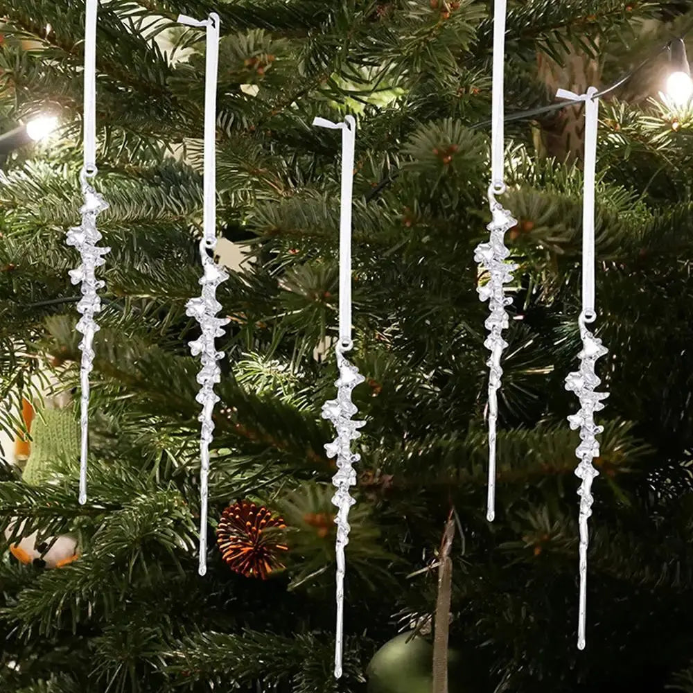 5Pcs Simulated Acrylic Icicle Ornaments Realistic Frosted Ice Shape Xmas Tree Winter Party Hanging Decor DIY Craft Pendant EnjoyingLeb Online