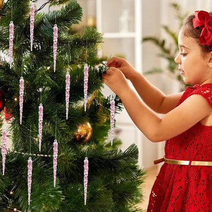 13cm Simulation Ice Xmas Tree Hanging Clear Fake Icicle Pendant Ornament Merry Christmas Party Decoration New Year Navidad 2026 EnjoyingLeb Online