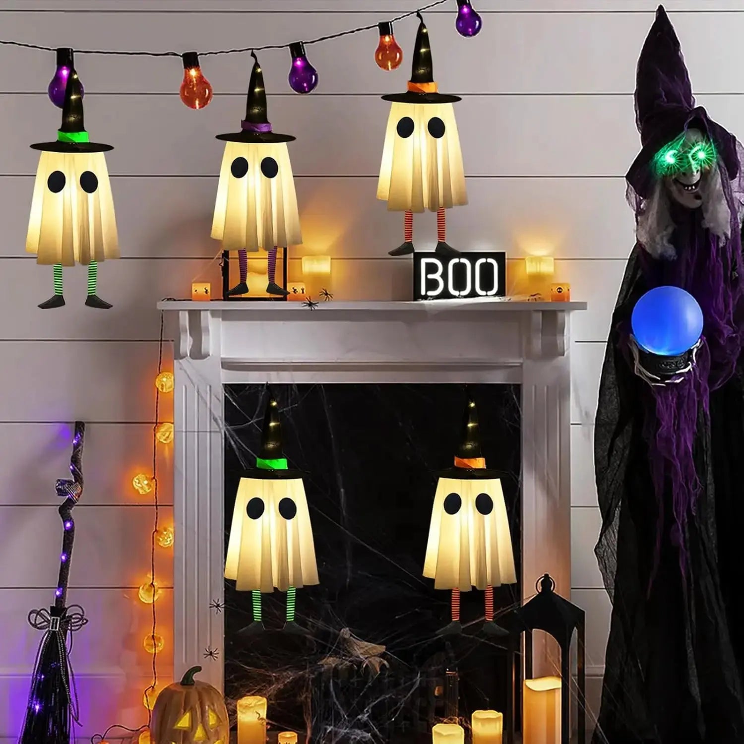 Halloween Hanging Ghost Decorations, Outdoor Halloween Witches Hat Lights, Glowing Ghosts for Garden Trees, Yard Halloween Decor EnjoyingLeb Online