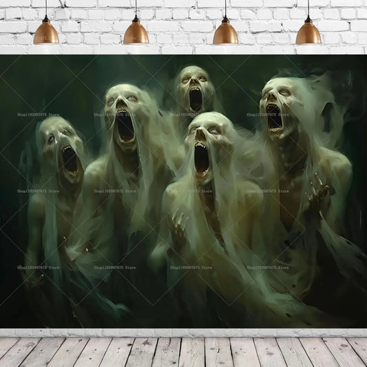 Halloween Party Decorations Backdrop Horror Zombie Mist Blood Handprint Photography Background Home Wall Decor Banner Props EnjoyingLeb Online