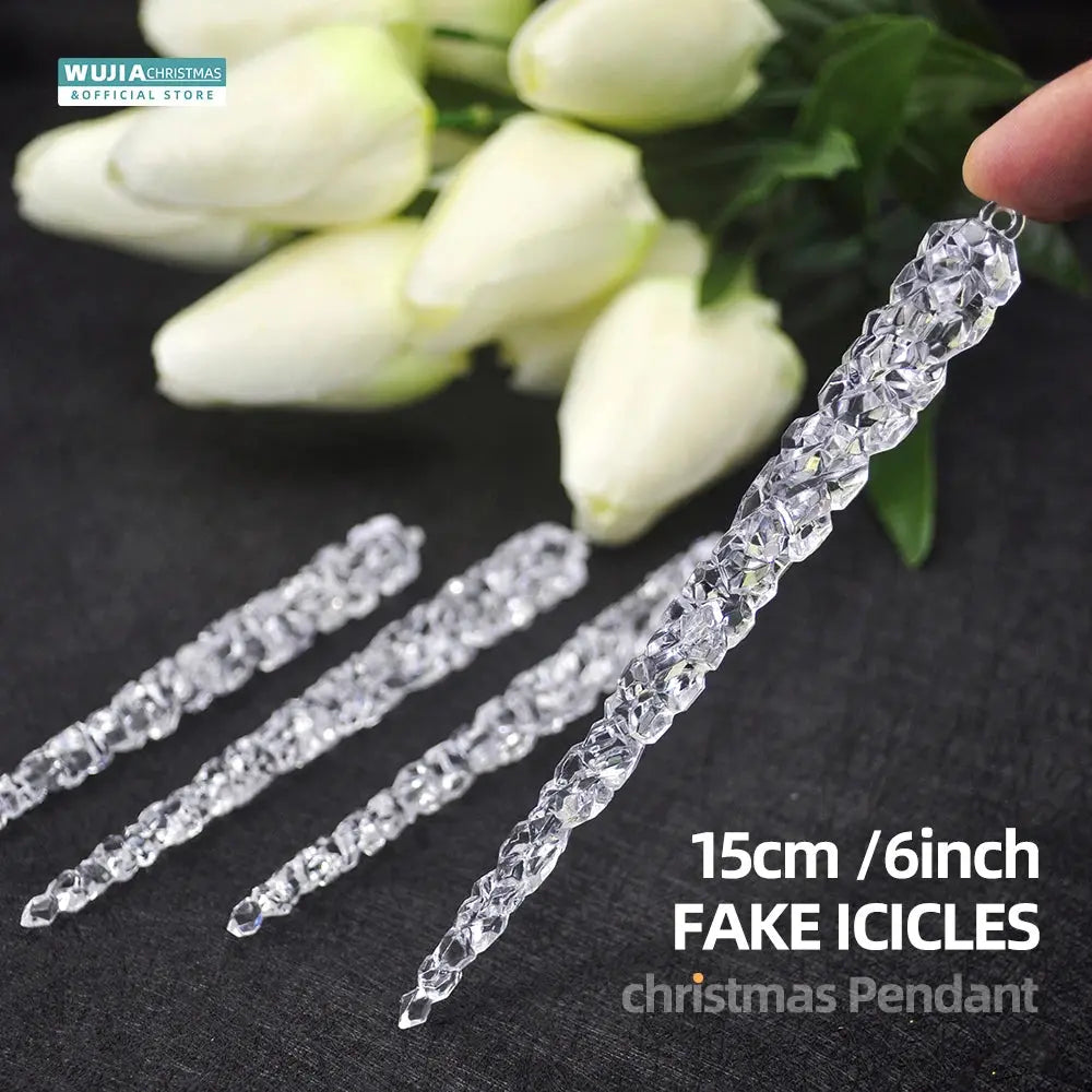 Simulação de Natal Icicles acrílicos, ornamento de Natal, gelo falso para festa de inverno, decoração de ano novo, 15cm, 6pcs EnjoyingLeb Online