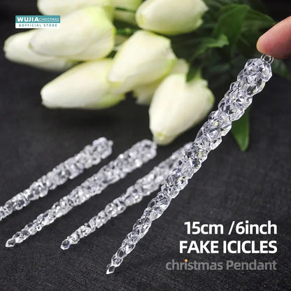 Simulação de Natal Icicles acrílicos, ornamento de Natal, gelo falso para festa de inverno, decoração de ano novo, 15cm, 6pcs EnjoyingLeb Online