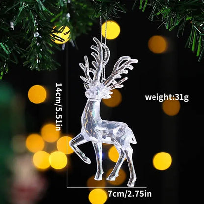 2PCS/Set Christmas Decor Crystal Acrylic Ornaments Deer Angel Xmas Tree Unicorn Hanging Pendants Navidad 2025 New Year Gift EnjoyingLeb Online