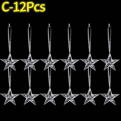 Crystal Clear Snowflake Pendants Transparent Christmas Tree Hanging Ornaments Icicle Holiday Winter Party Decorations Wholesale EnjoyingLeb Online