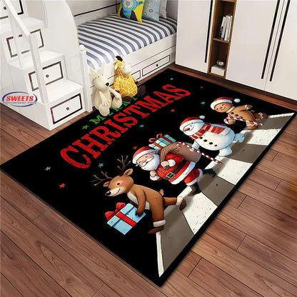 Christmas and Funny Santa Claus Cartoon Carpet, Living Room Bedroom Home Doormat Rug Kitchen Kids Bedroom Mat Christmas Presents EnjoyingLeb Online