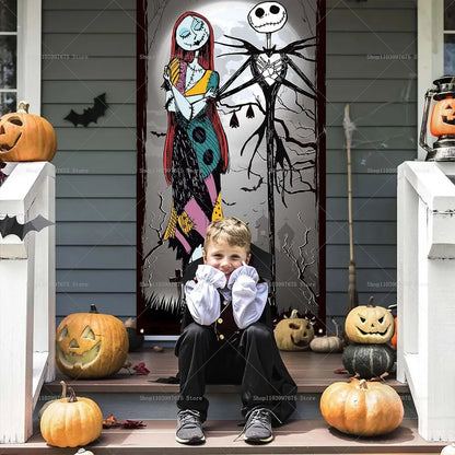 Halloween The Nightmare Before Christmas Decor Door Banner Photography Backdrop Indoor Outdoor Porch Background Party Supplies EnjoyingLeb Online