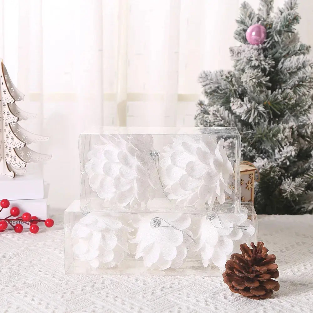 8/10CM Christmas Tree Hanging Glitter Balls Petal Shape Pine Cones Ball Pendant for Home Navidad Party Decorations New Year 2023 EnjoyingLeb Online