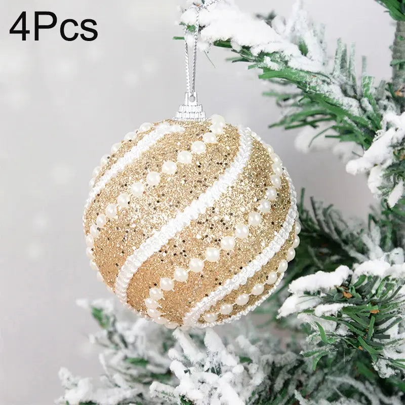 8cm White Christmas Ball Christmas Tree Ornament Xmas Decorations for Home 2023 New Year Tree Decorative Foam Balls 3Pcs/Box EnjoyingLeb Online