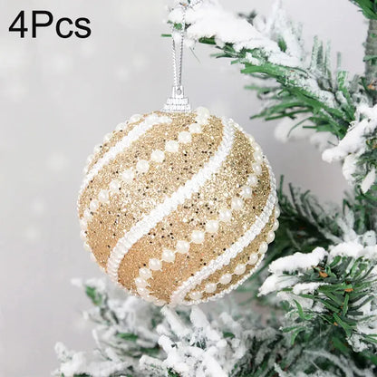 8cm White Christmas Ball Christmas Tree Ornament Xmas Decorations for Home 2023 New Year Tree Decorative Foam Balls 3Pcs/Box EnjoyingLeb Online