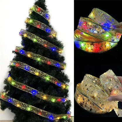 Indoor String Lights Battery Operated Christmas Ribbon with Lights Christmas Tree Accessories Decoration for Christmas New Year EnjoyingLeb Online