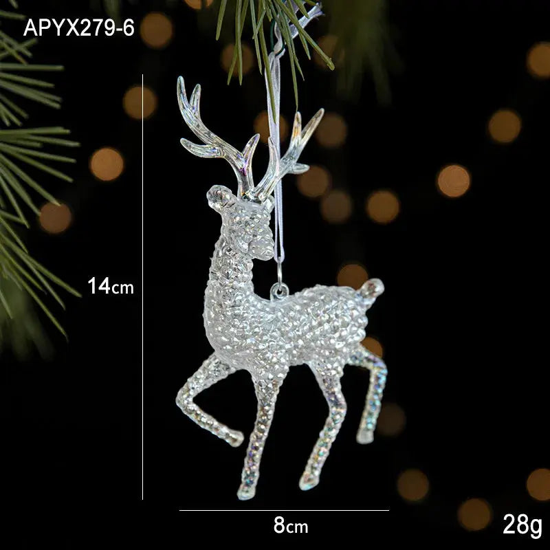Christmas Decoration Crystal Acrylic Snowflake Reindeer Christmas Tree Hanging Pendant Christmas Atmosphere Home Decoration EnjoyingLeb Online