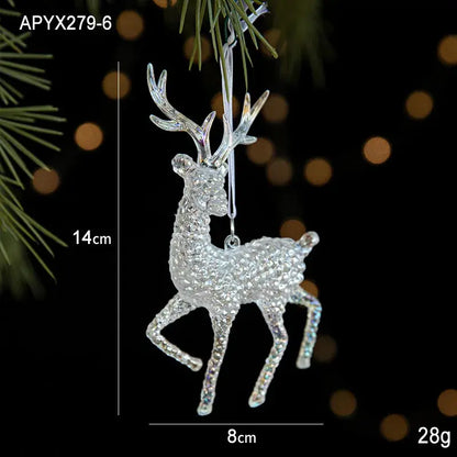 Christmas Decoration Crystal Acrylic Snowflake Reindeer Christmas Tree Hanging Pendant Christmas Atmosphere Home Decoration EnjoyingLeb Online