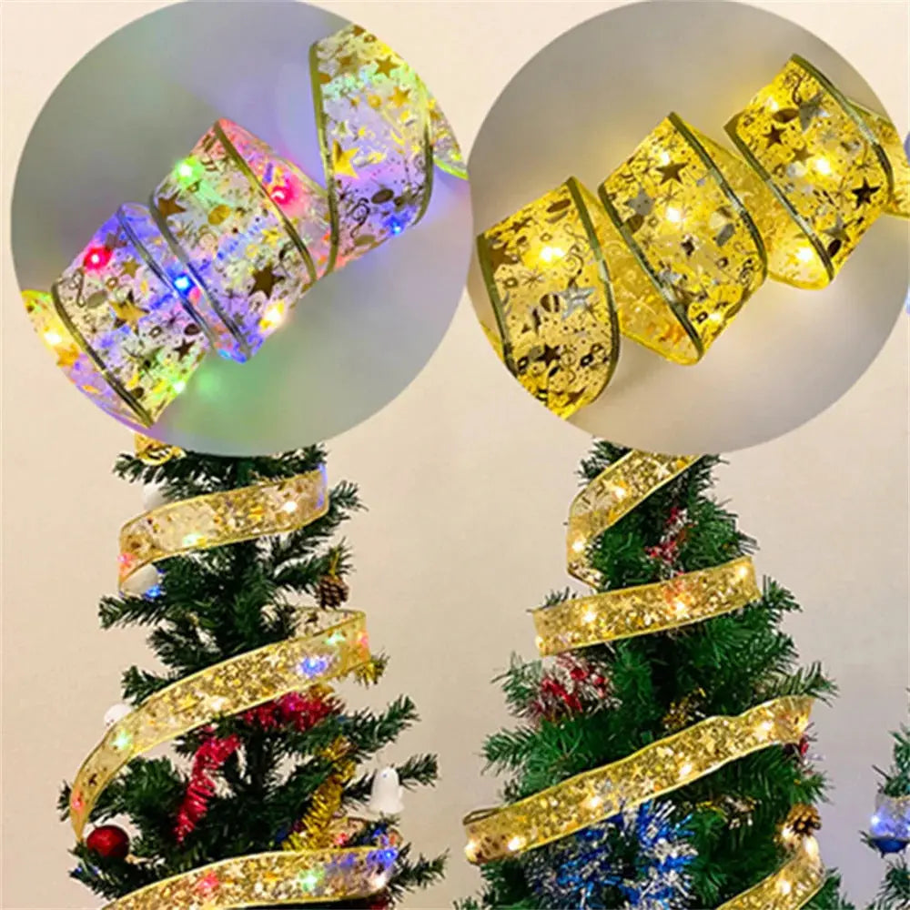Indoor String Lights Battery Operated Christmas Ribbon with Lights Christmas Tree Accessories Decoration for Christmas New Year EnjoyingLeb Online