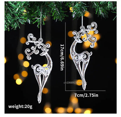 2PCS/Set Christmas Decor Crystal Acrylic Ornaments Deer Angel Xmas Tree Unicorn Hanging Pendants Navidad 2025 New Year Gift EnjoyingLeb Online