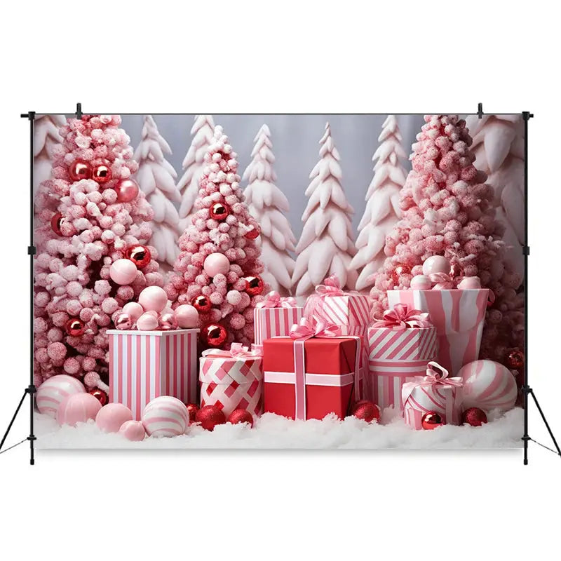 Christmas Red Candy Background For Photography Baby Xmas Tree Newborn Photo Backdrop Winter Girl Kid Birthday Party Decor Studio EnjoyingLeb Online
