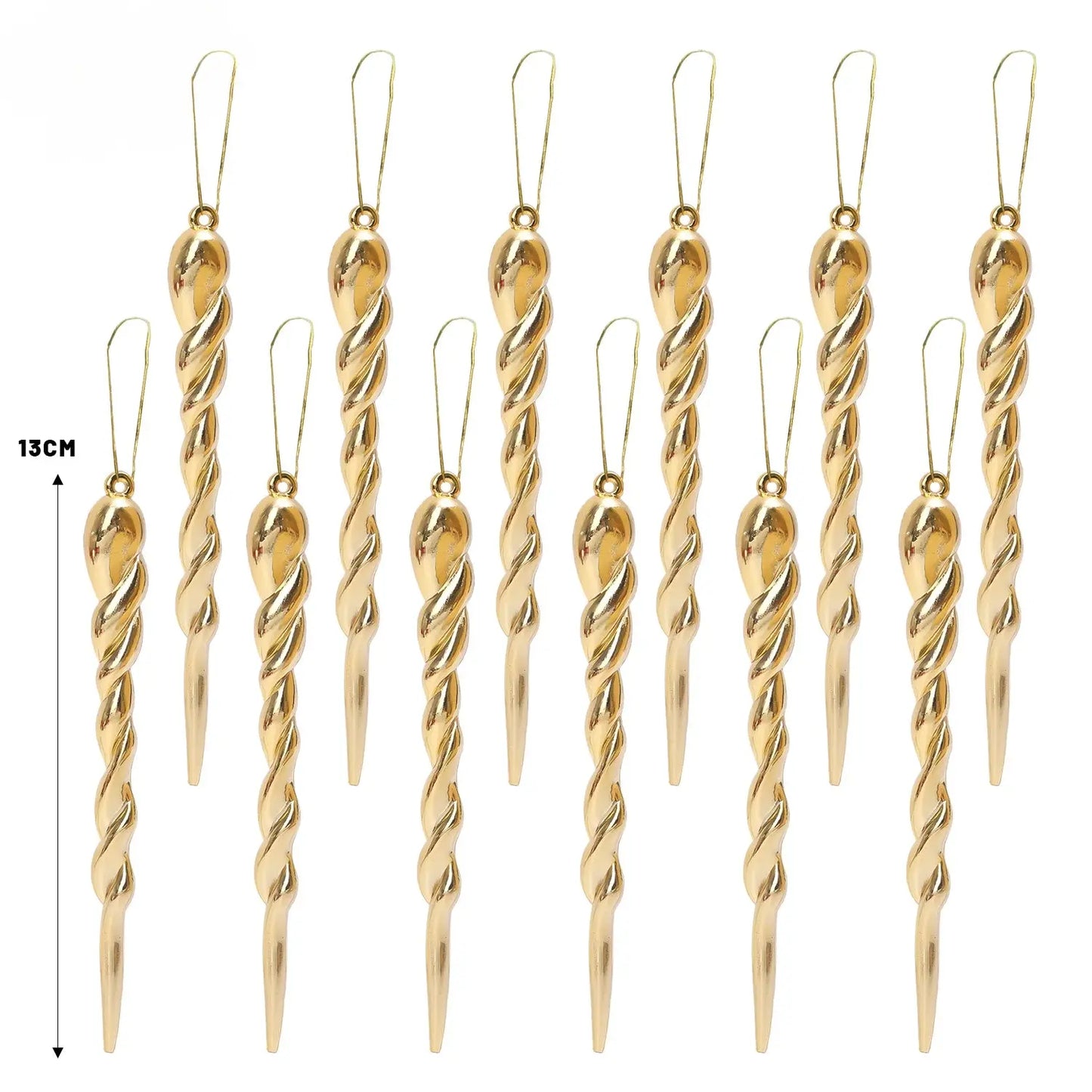 12/24pcs Simulation Ice Icicles Christmas Tree Pendant Gold Decoration Plastic Hanging Icicle DIY Home New Year Party Decoration EnjoyingLeb Online