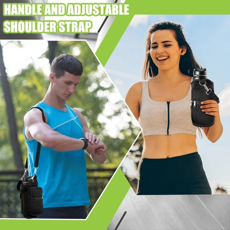 Magnetic Water Bottle Holder Gym Water Bottle Carrier Bag W/ Phone Pocket Handle Shoulder Strap 6 Built-in Magnets Water Bottle EnjoyingLeb Online
