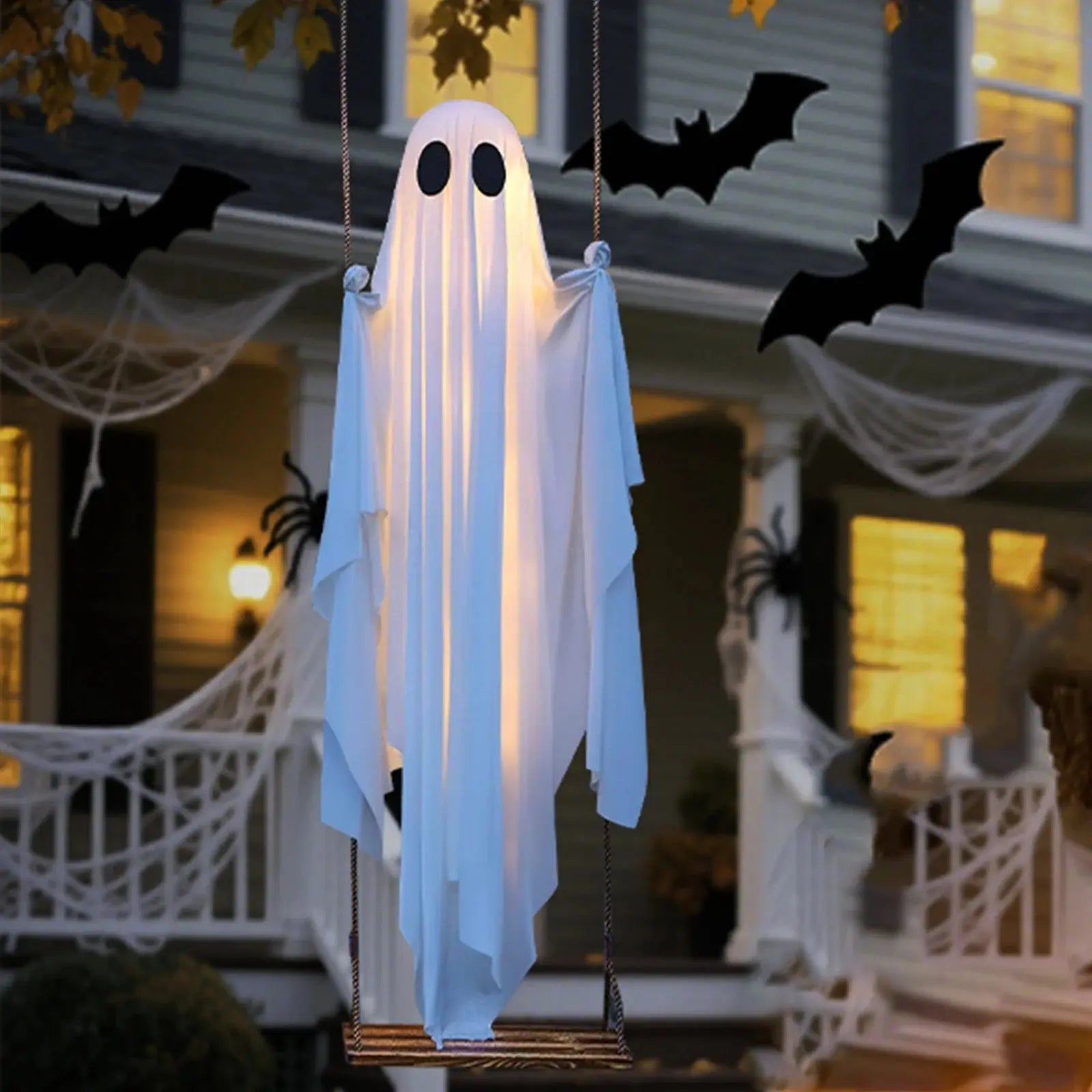 Halloween Hanging Outdoor Halloween Decorations W/ String Lights Ghosts Decorations Scary Ghost Decor for Porch Yard Trees EnjoyingLeb Online