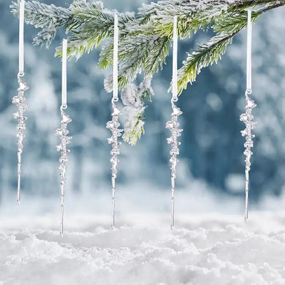 5Pcs Simulated Acrylic Icicle Ornaments Realistic Frosted Ice Shape Xmas Tree Winter Party Hanging Decor DIY Craft Pendant EnjoyingLeb Online