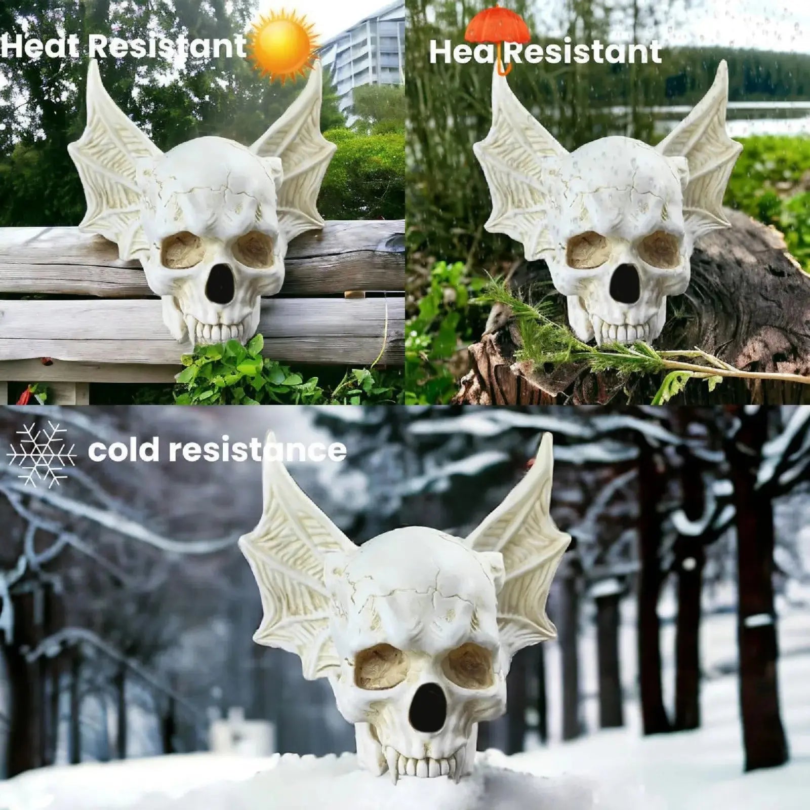 ‌Halloween Bat Skull Decor Spooky Gothic Home Decoration Unique Resin Handmade Craft Creepy Party Supplies Scary Shelf Display EnjoyingLeb Online