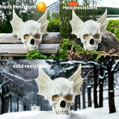 ‌Halloween Bat Skull Decor Spooky Gothic Home Decoration Unique Resin Handmade Craft Creepy Party Supplies Scary Shelf Display EnjoyingLeb Online