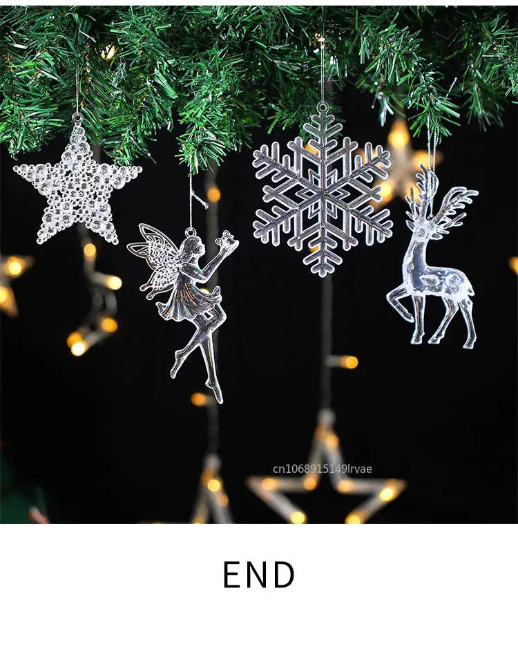 2PCS/Set Christmas Decor Crystal Acrylic Ornaments Deer Angel Xmas Tree Unicorn Hanging Pendants Navidad 2025 New Year Gift EnjoyingLeb Online