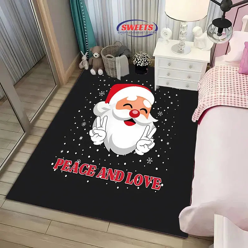 Christmas and Funny Santa Claus Cartoon Carpet, Living Room Bedroom Home Doormat Rug Kitchen Kids Bedroom Mat Christmas Presents EnjoyingLeb Online