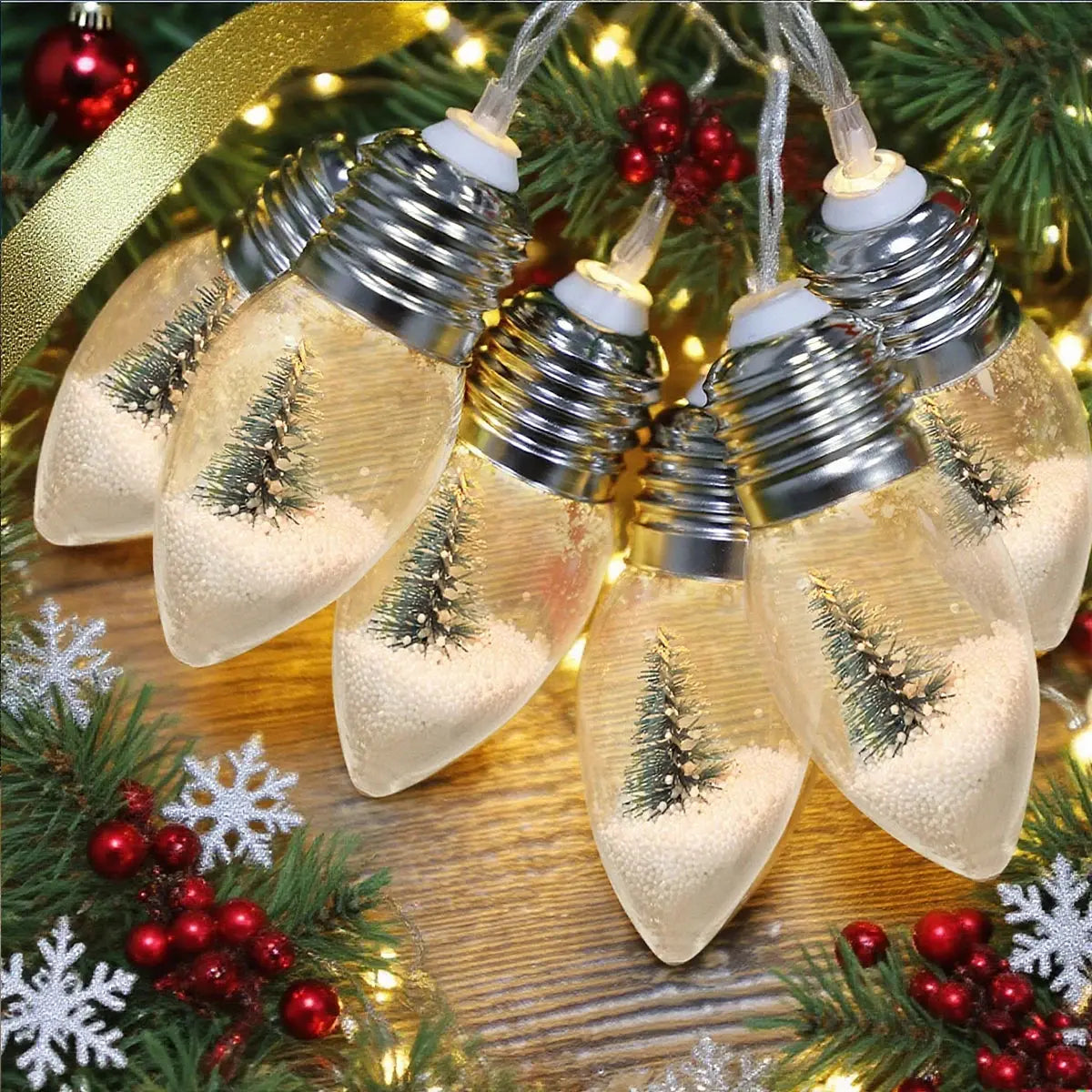 1pc 10/20LED Lights Christmas Tree Pine Needles Snowflake Decoration Wishing Bottle Light String For Home Room Layout Xmas Decor EnjoyingLeb Online