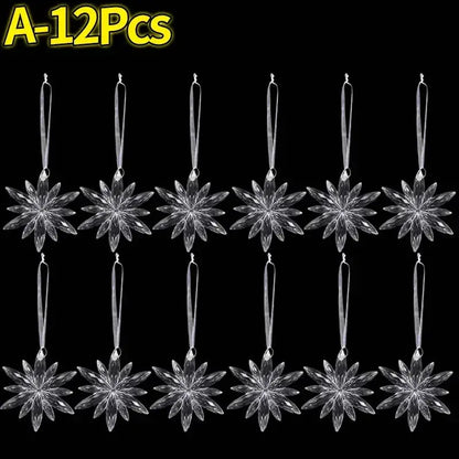 Crystal Clear Snowflake Pendants Transparent Christmas Tree Hanging Ornaments Icicle Holiday Winter Party Decorations Wholesale EnjoyingLeb Online