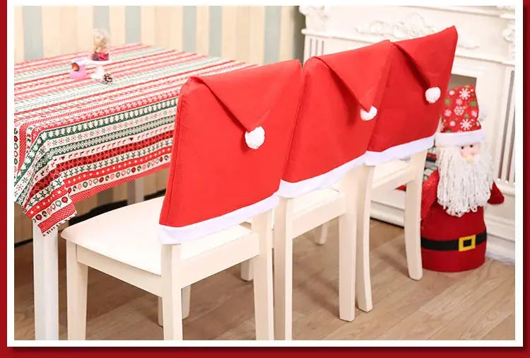 2/4/6PCS Santa Hat Chair Cover Christmas Table Decoration Santa Hat Home Decoration Christmas Gifts EnjoyingLeb Online