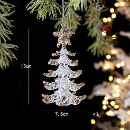 2pcs Xmas Tree Transparent Snowflake Hanging Ornaments Acrylic Pendant 2025 Christmas Decoration for HomeGifts New Year 2025 EnjoyingLeb Online
