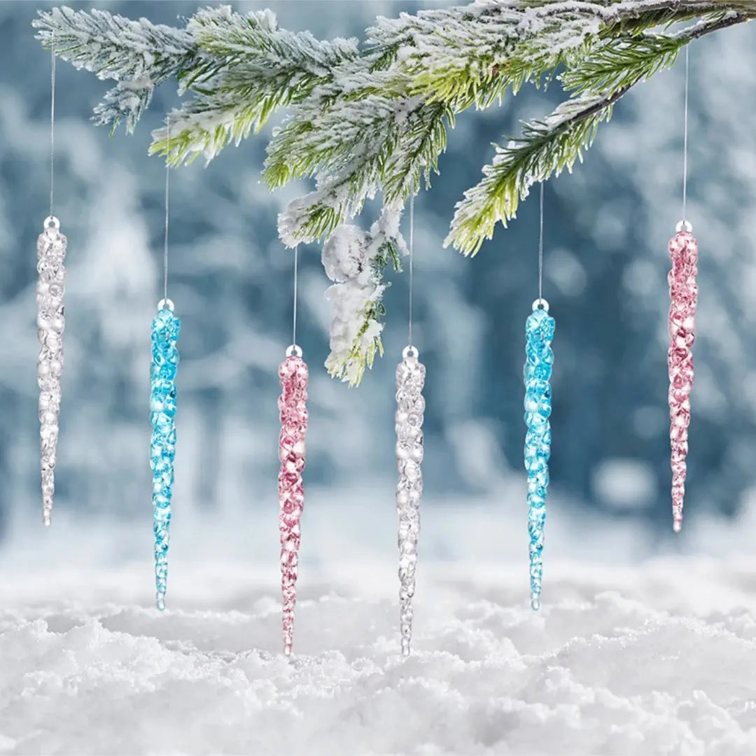13cm Simulation Ice Xmas Tree Hanging Clear Fake Icicle Pendant Ornament Merry Christmas Party Decoration New Year Navidad 2026 EnjoyingLeb Online