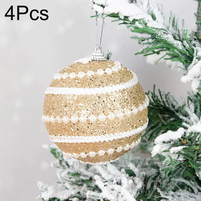 8cm White Christmas Ball Christmas Tree Ornament Xmas Decorations for Home 2023 New Year Tree Decorative Foam Balls 3Pcs/Box EnjoyingLeb Online