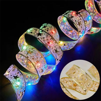 Indoor String Lights Battery Operated Christmas Ribbon with Lights Christmas Tree Accessories Decoration for Christmas New Year EnjoyingLeb Online