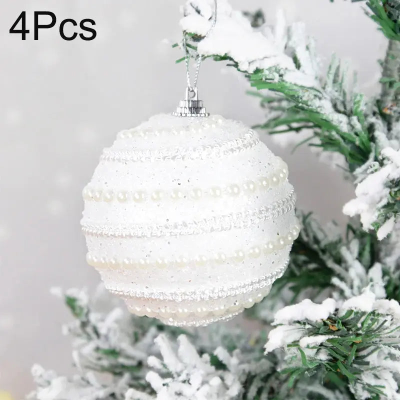 8cm White Christmas Ball Christmas Tree Ornament Xmas Decorations for Home 2023 New Year Tree Decorative Foam Balls 3Pcs/Box EnjoyingLeb Online