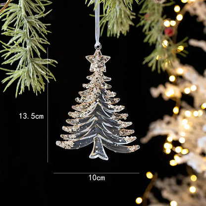 2pcs Xmas Tree Transparent Snowflake Hanging Ornaments Acrylic Pendant 2025 Christmas Decoration for HomeGifts New Year 2025 EnjoyingLeb Online