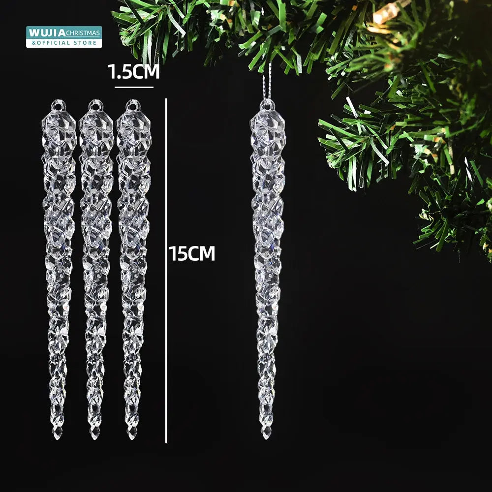 Simulação de Natal Icicles acrílicos, ornamento de Natal, gelo falso para festa de inverno, decoração de ano novo, 15cm, 6pcs EnjoyingLeb Online