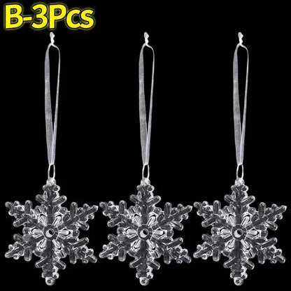 Crystal Clear Snowflake Pendants Transparent Christmas Tree Hanging Ornaments Icicle Holiday Winter Party Decorations Wholesale EnjoyingLeb Online