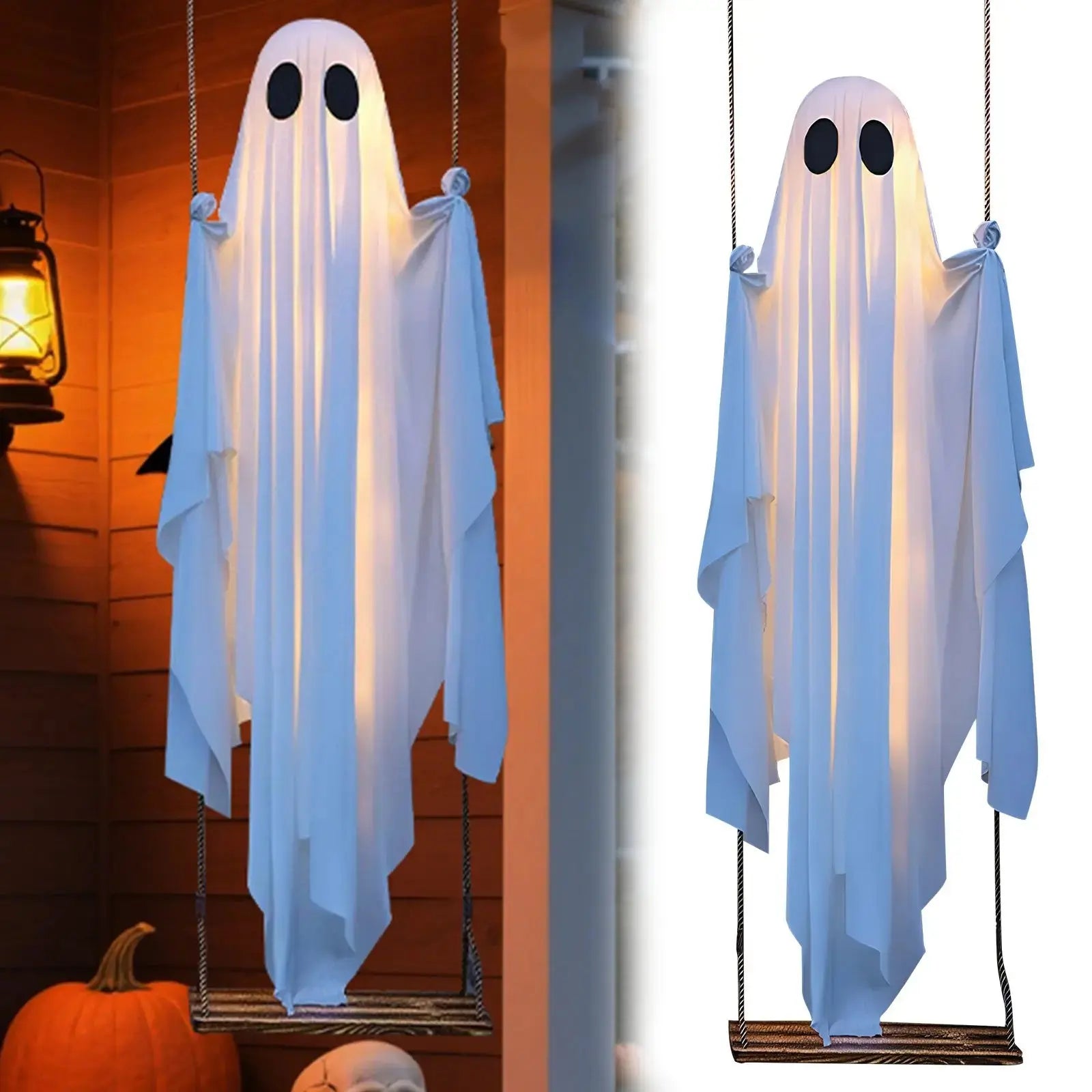 Halloween Hanging Outdoor Halloween Decorations W/ String Lights Ghosts Decorations Scary Ghost Decor for Porch Yard Trees EnjoyingLeb Online