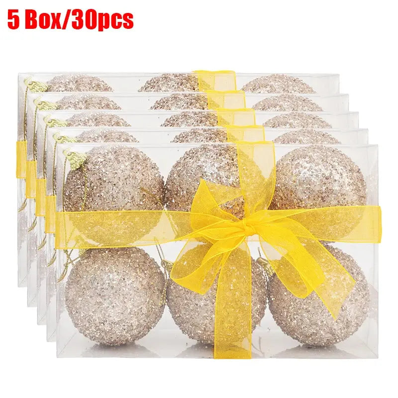 6cm Champagne Gold Glitter Christmas Balls DIY Xmas Tree Hanging Sparkling Ball Pendants for New Year Party Decor Ornaments EnjoyingLeb Online