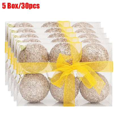6cm Champagne Gold Glitter Christmas Balls DIY Xmas Tree Hanging Sparkling Ball Pendants for New Year Party Decor Ornaments EnjoyingLeb Online