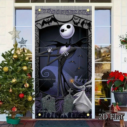 Halloween The Nightmare Before Christmas Decor Door Banner Photography Backdrop Indoor Outdoor Porch Background Party Supplies EnjoyingLeb Online