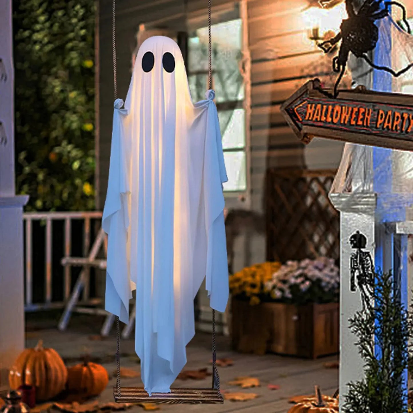 Halloween Hanging Outdoor Halloween Decorations W/ String Lights Ghosts Decorations Scary Ghost Decor for Porch Yard Trees EnjoyingLeb Online