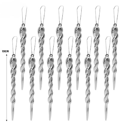 12/24pcs Simulation Ice Icicles Christmas Tree Pendant Gold Decoration Plastic Hanging Icicle DIY Home New Year Party Decoration EnjoyingLeb Online