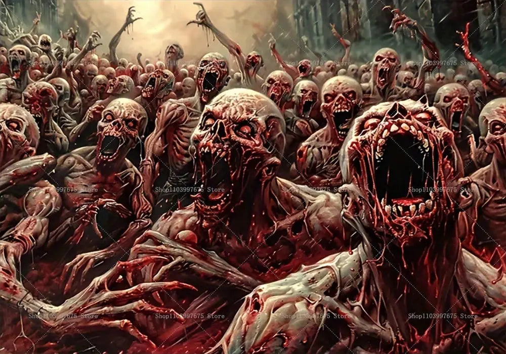 Halloween Party Decorations Backdrop Horror Zombie Mist Blood Handprint Photography Background Home Wall Decor Banner Props EnjoyingLeb Online