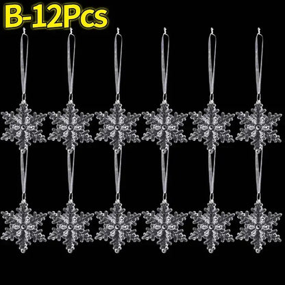 Crystal Clear Snowflake Pendants Transparent Christmas Tree Hanging Ornaments Icicle Holiday Winter Party Decorations Wholesale EnjoyingLeb Online