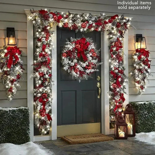 New Christmas Wreath Front Door Christmas Door Wreath Red Ball Ornaments for Door Window Mantle Indoor Outdoor Christmas Decorat EnjoyingLeb Online