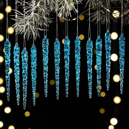 13cm Simulation Ice Xmas Tree Hanging Clear Fake Icicle Pendant Ornament Merry Christmas Party Decoration New Year Navidad 2026 EnjoyingLeb Online