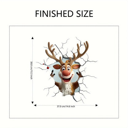 3D Reindeer Break-Through Wall Decal, Vinyl Christmas Wall Stickers, Removable Holiday Decor for Home and Living Spaces EnjoyingLeb Online